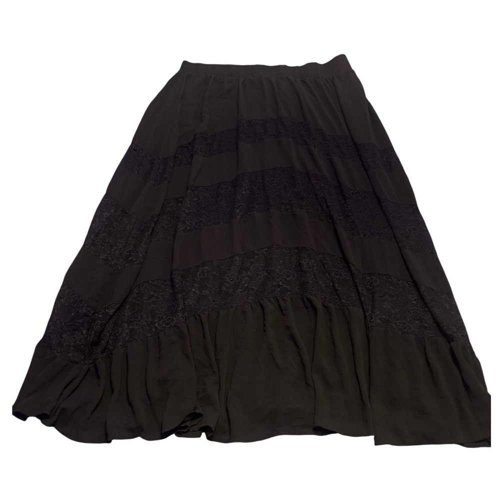 Torrid Women's Plus Size Black Lace Inset Tiered Maxi Skirt Plus Size 3/3X